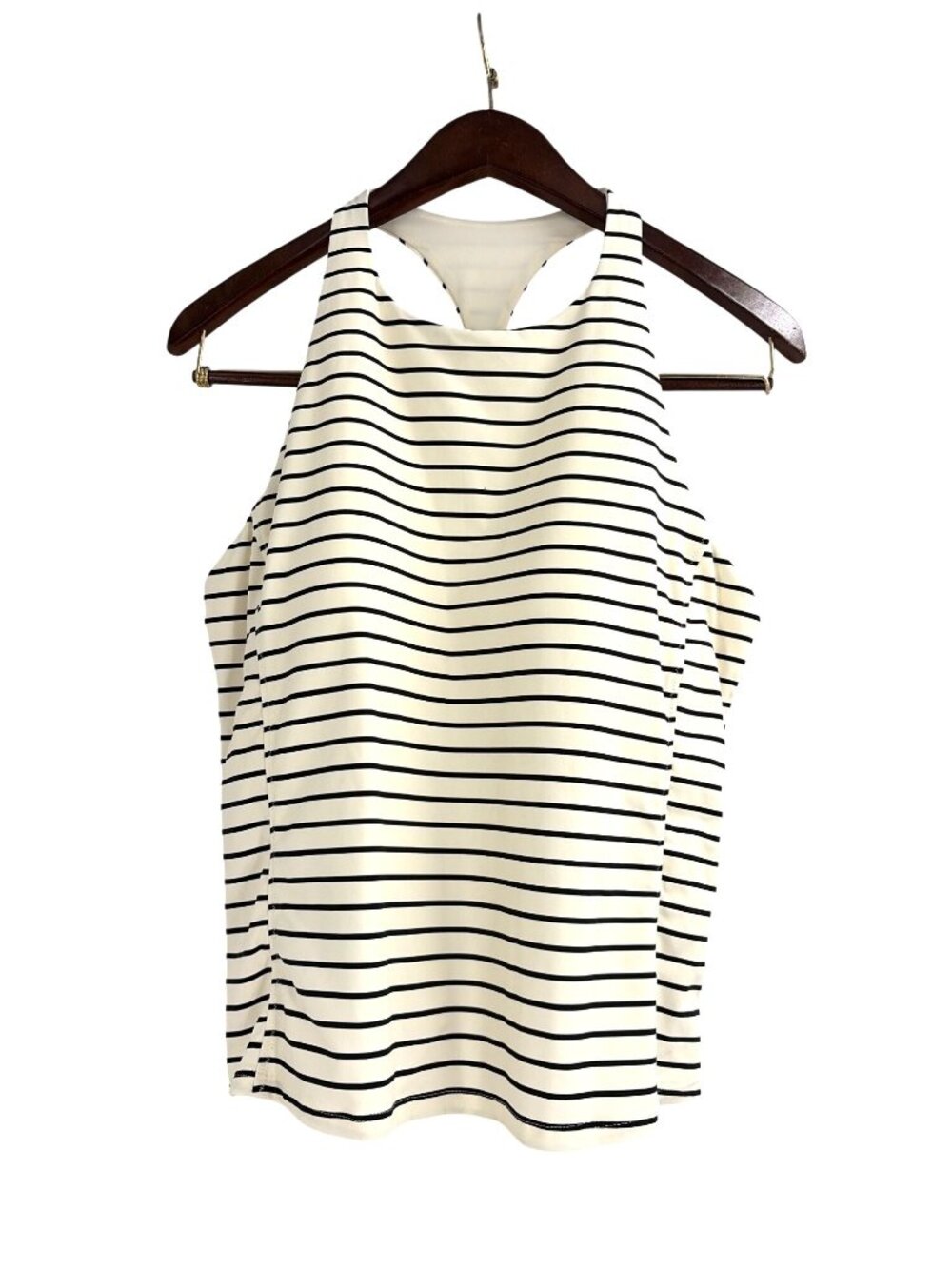 Calia White Coastal Stripe Racerback Athletic Tank Top Built in Bra Womens XXL